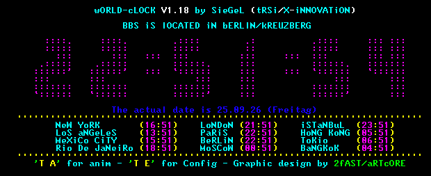 wORLD-cLOCK V1.18 - Amiex Door showing local and world times